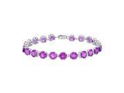 Fine Jewelry Vault UBBR55AGAM Sterling Silver Prong Set Round Amethyst Bracelet with 12 CT TGW