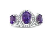 SuperJeweler 2 Ct. Large Over Amethyst And Diamond Ring Sterling Silver