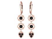 Lucia Costin Black Swarovski Crystal with Cute Charms Earrings Sterling Silver Plated Yellow Gold