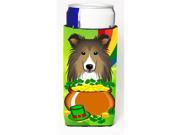Carolines Treasures BB1986MUK Sheltie St. Patricks Day Michelob Ultra Koozies for Slim Cans