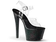 Pleaser SKY308MG_C_B 11 2.75 in. Platform Ankle Strap Sandal with Mini Glitters Black Clear Size 11