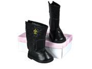 The Queens Treasures AGSBQB Black Quilted Designer Boots Accessories Fits 18 in. Girl Dolls