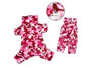 Klippo Pet KBD069XS Pink Camouflage Fleece Turtleneck Pajamas Extra Small