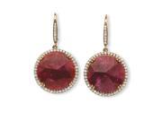Palm Beach Jewelry 56604 28.81 TCW Genuine Hand Cut Round Ruby and Pave Cubic Zirconia Halo Earrings 14 Goldk Over Sterling Silver