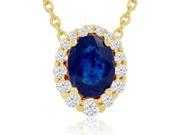 SuperJeweler 14K 2.90 Ct. Fine Quality Sapphire And Diamond Necklace Yellow Gold