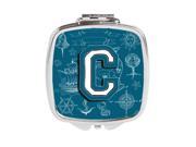 Carolines Treasures CJ2014 CSCM Letter C Sea Doodles Initial Alphabet Compact Mirror