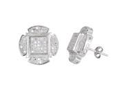 YGI Group SSE210 Sterling Silver Fancy Micropave Stud Earrings With Cubic Zirconia
