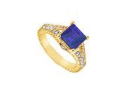 FineJewelryVault UBJ6796Y14DS 101 Sapphire and Diamond Engagement Ring 14K Yellow Gold 1.25 CT TGW Size 7