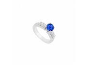 Fine Jewelry Vault UBJS661AW14DS 14K White Gold Sapphire Diamond Engagement Ring 0.90 CT TGW 4 Stones