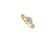 Fine Jewelry Vault UBNR50547Y14CZ CZ Criss Cross Shank Engagement Ring in 14K Yellow Gold