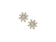 Fine Jewelry Vault UBNER40034Y14CZ April Birthstone Cubic Zirconia 9 Stone Cluster Earrings in 14K Yellow Gold
