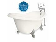 American Bath Factory T011B SN L B Champagne Ascot 60 in. Bisque Acrastone Air Bath Tub Satin Nickel Metal Finish Large