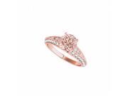 Fine Jewelry Vault UBNR50644EP14CZMG Morganite CZ Engagement Ring in 14K Rose Gold 28 Stones