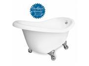 American Bath Factory T010A CH L DM 7 Champagne Ascot 60 in. White Acrastone Tub Drain Chrome Metal Finish Small