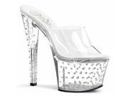 Pleaser FLAM802_C_M 8 Two Band Platform Slide Shoe Clear Size 8