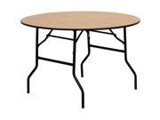 Flash Furniture YT WRFT48 TBL GG 48 in. Round Wood Folding Banquet Table with Clear Coated Finished Top