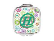 Carolines Treasures CJ2011 HSCM Letter H Flowers Pink Teal Green Initial Compact Mirror