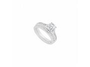 Fine Jewelry Vault UBJS224ABW14CZ 14K White Gold CZ Engagement Ring With Wedding Band Set 0.75 CT TGW