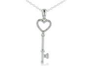 SuperJeweler Heart Shaped Diamond Key Pendant Sterling Silver