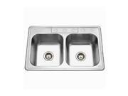 Houzer A3322 65BS4 1 ADA Glowtone Series Topmount Stainless Steel 4 Hole 50 50 Double Bowl Kitchen Sink