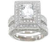 Plutus kkrs6300a 925 Sterling Silver Rhodium Finish CZ Antique Style Wedding Set Ring Size 6