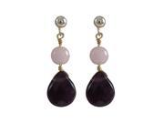 Dlux Jewels Amethyst 10 x 12 mm Teardrop Rose Quartz 6 mm Ball Semi Precious Stones with 1.18 in. Gold Plated Sterling Silver Ball Post Earrings