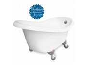 American Bath Factory T010A SN R DM 7 Champagne Ascot 60 in. White Acrastone Tub Drain Satin Nickel Metal Finish Small