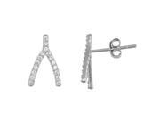 YGI Group SSE215 Sterling Silver Wishbone Micropave Stud Earrings With Cubic Zirconia