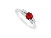 FineJewelryVault UBJS3120AW14DR 101 Ruby and Diamond Engagement Ring 14K White Gold 0.75 CT TGW Size 7