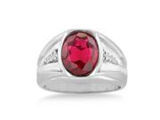 SuperJeweler 4.5 Ct. Created Ruby And Diamond Mens Ring Crafted In Solid White Gold