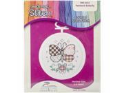 Janlynn 998 5032 Patchwork Butterfly Mini Counted Cross Stitch Kit 2 1 2 Round 18 Count