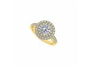 Fine Jewelry Vault UBNR84598AGVYCZ Halo Double Circle CZ April Birthstone18K Yellow Gold Vermeil Engagement Ring