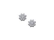 Fine Jewelry Vault UBNER40440W14D April Birthstone Diamonds 9 Stone Cluster Earrings in 14K White Gold