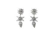 Dlux Jewels Sterling Silver White Cubic Zirconia Leaf Post Earrings