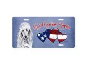 Carolines Treasures SC9903LP Woof If You Love America White Standard Poodle License Plate