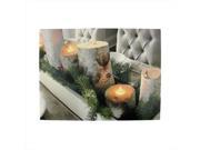 NorthLight 15.75 in. Battery Operated 3 LED Lighted Rustic Lodge Dinner Candles Scene Canvas Wall Hanging
