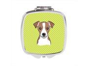 Carolines Treasures BB1322SCM Checkerboard Lime Green Jack Russell Terrier Compact Mirror 2.75 x 3 x .3 In.