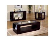Monarch Specialties I 7810C Cocktail Table in Cappuccino with Glass Insert