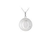 Fine Jewelry Vault UBPDS85543AGCZ0 Disc Pendant in Rhodium Plating 925 Sterling Silver Engrave Number 0 with Single Cubic Zirconia