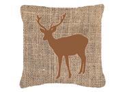 Deer Burlap and Brown Canvas Fabric Decorative Pillow BB1012