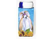 Carolines Treasures SS4234MUK Shih Tzu In Summer Flowers Michelob Ultra bottle sleeves For Slim Cans 12 Oz.