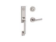 Baldwin DC.SEAXTUB.R.CRR.150 Double Cylinder Seattle Handleset with Right Hand Tube Lever Contemporary Round Rose Satin Nickel