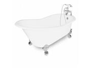 American Bath Factory T131B CH Wintess 61 in. White Cast Iron Bath Tub Chrome Metal Finish Large
