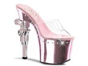 Pleaser REV701LS_C_BPCH 12 3.25 in. Platform Rhinestone Embellished Gun Slide Shoe Pink Clear Size 12