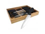 Oster 91966.14 Restaurant Style Cutlery Set with Bamboo Tray Black 14 Piece