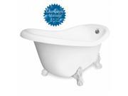 American Bath Factory T011A WH R DM 7 Champagne Ascot 60 in. White Acrastone Tub Drain White Metal Finish Large