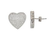 YGI Group SSE227 Sterling Silver Flat Heart Micropave Stud Earrings With Cubic Zirconia