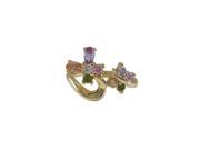 Dlux Jewels Multi Color Cubic Zirconia Two Tonerfly Design with Gold Plated Brass Ring 7 in.