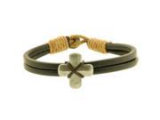 Forgiven Jewelry 260615 Bracelet Chunky Leather Cords With Pewter Cross