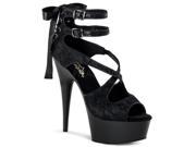 Pleaser DEL678LC_BSA_M 5 1.75 in. Platform Criss Cross Double Ankle Strap Sandal Black Size 5